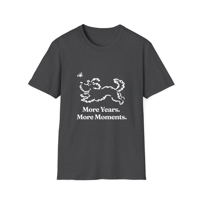 Dog & Butterfly T‑Shirt — "More Years. More Moments." Casual Pet Lover Tee