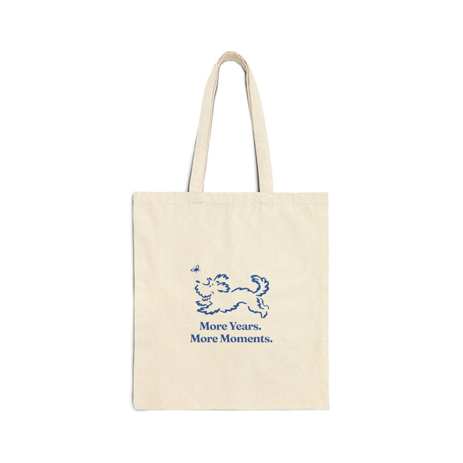 Canvas Tote Bag — 'More Years. More Moments.' Dog Illustration Tote