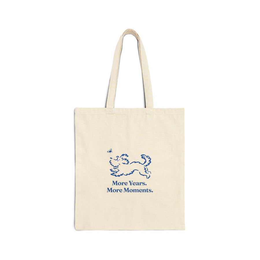 Canvas Tote Bag — 'More Years. More Moments.' Dog Illustration Tote