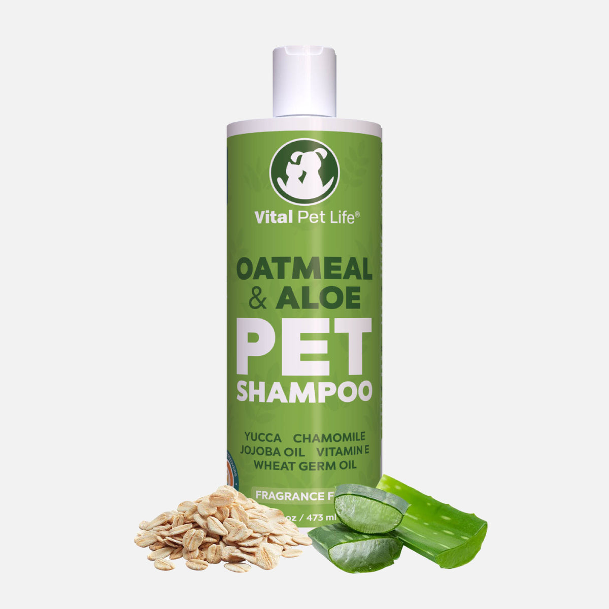 Vital Pet Life Oatmeal and Aloe Natural Shampoo for Dogs & Cats, Vitamin E 